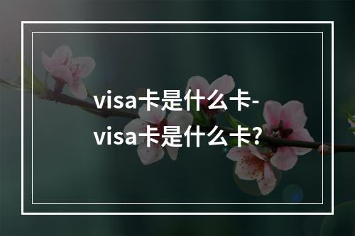 visa卡是什么卡-visa卡是什么卡?
